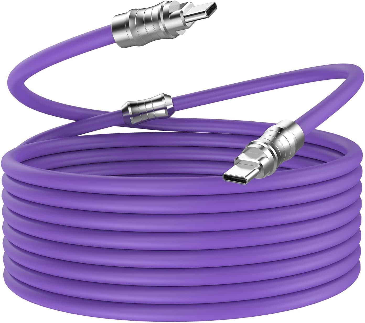 WLGQ USB-C toUSB-C PD100W Skin-Friendly Liquid Silicone Material Fast Charging Cable USB Type C Interface Device Universal Charging Cable(Purple-2m-2pcs)