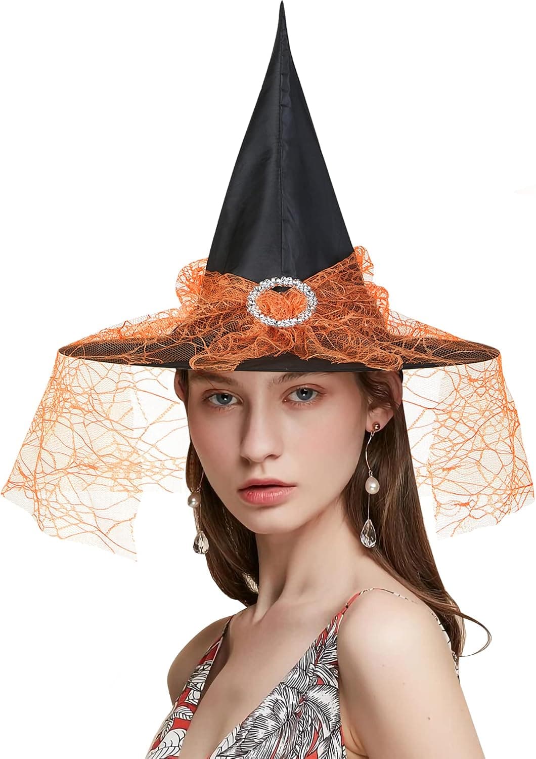 Halloween Witch Hats for Women Party Supplies Halloween Mesh Witch Hat