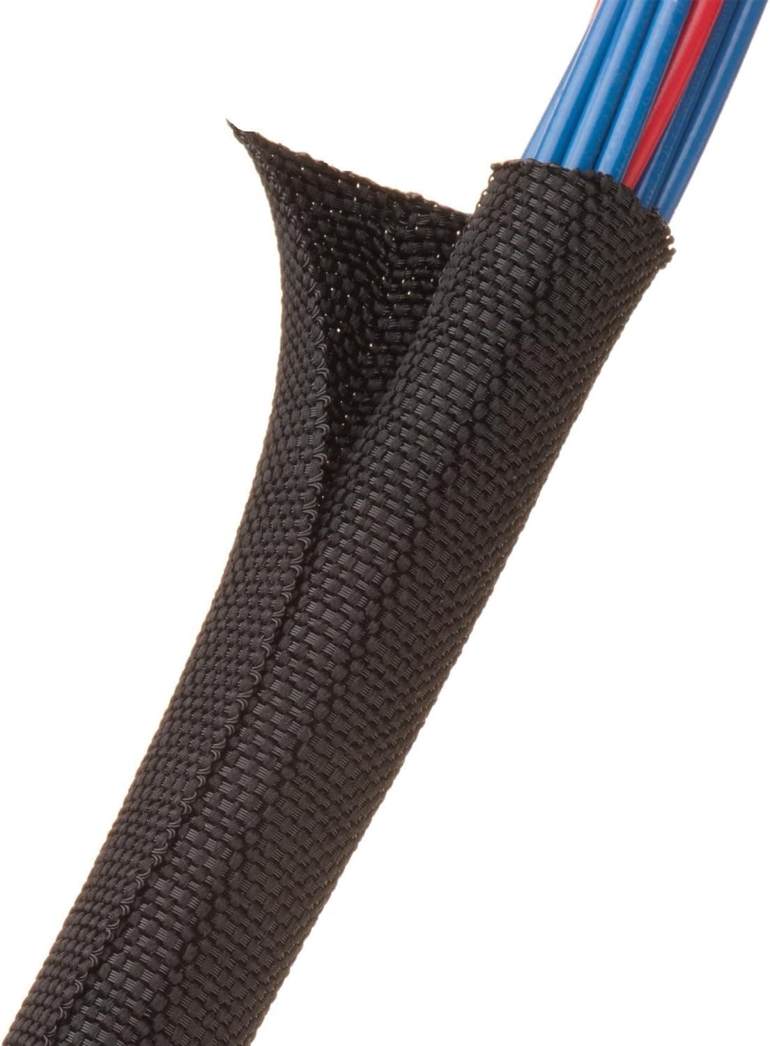 F6 Woven Split Tubular Harness Wrap - 1/2" - Black 10 ft piece