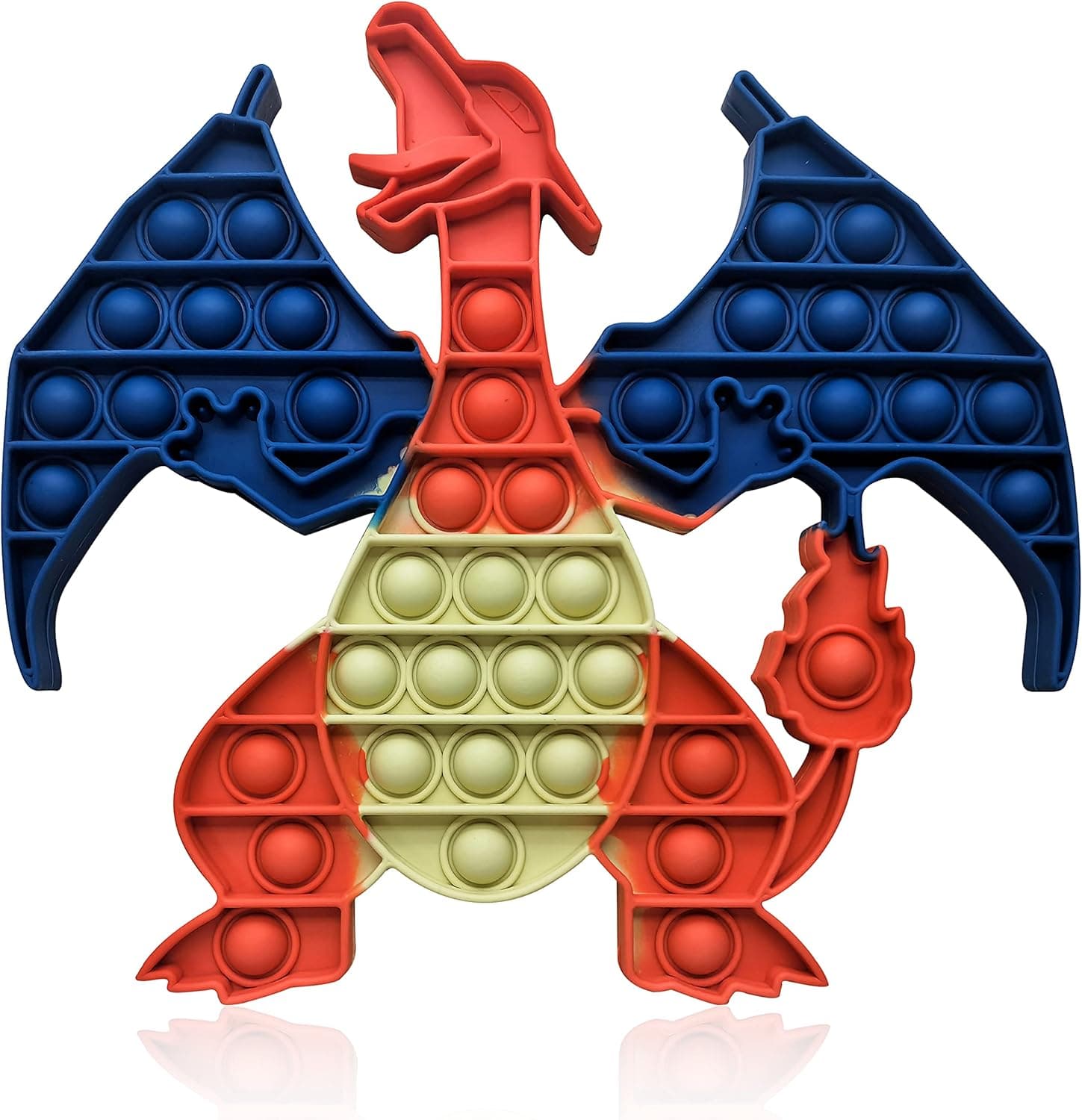 Dragon Big Size Push Pop Pop Fidget Toy, Stress Reliever Jumbo Pop Fidget Popper That Suitable for Autism Special Needs, Anti-Anxiety Pop Pop Game Fidget Toys for Kids and Adults (Yellow Orange)