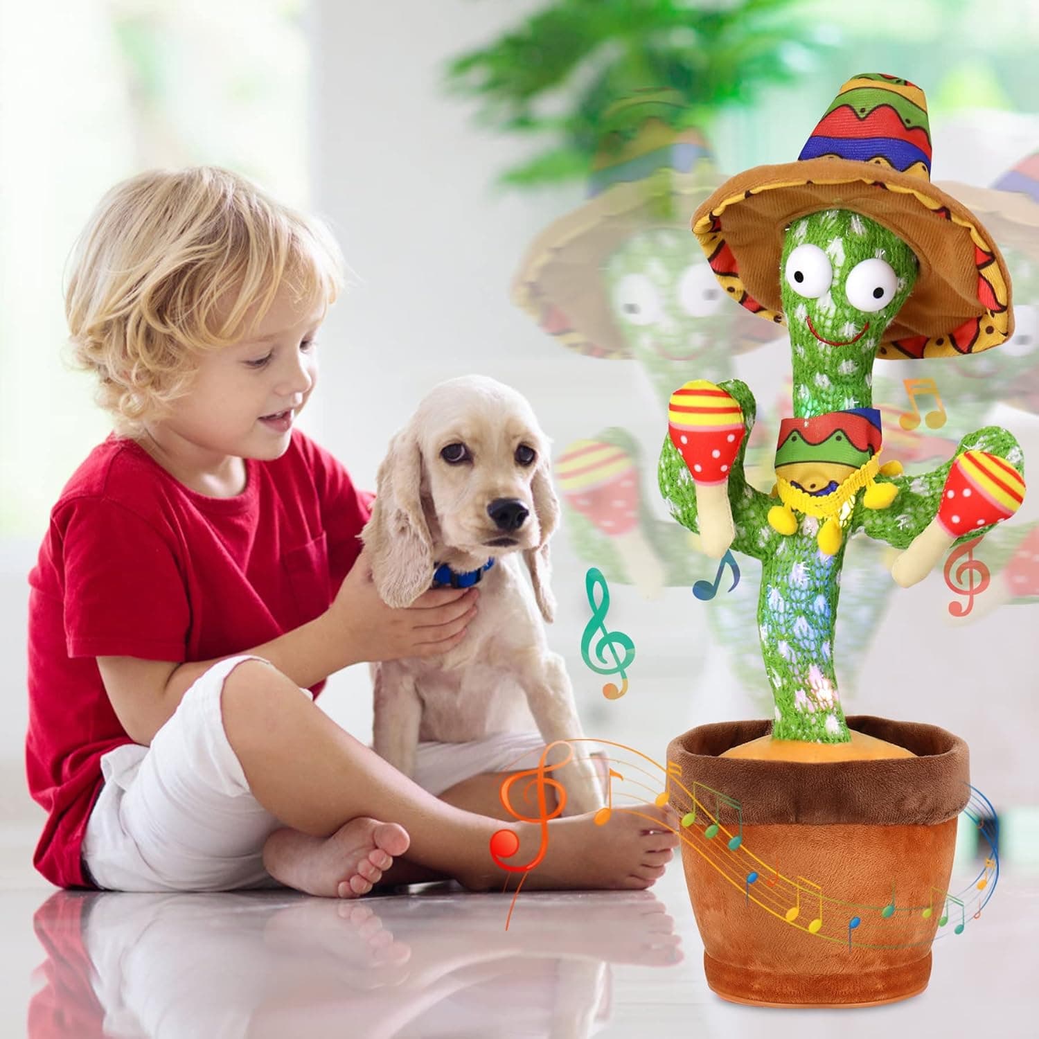 Emoin Dancing Cactus Toy,Talking Cactus Toy,Drumming Dancing Cactus Mimicking Cactus for Kids Adlut,Singing Cactus Repeats What You Say,Electric Cactus Dancing Songs