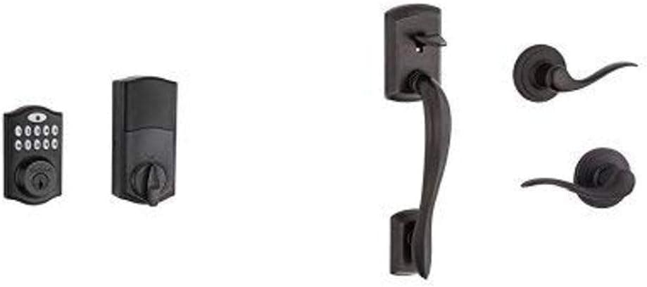 Kwikset SmartCode 914 Z-Wave Plus Touchpad Electronic Deadbolt featuring SmartKey Security and Avalon Handleset with Tustin Right Handed and Left Handed Lever Works with Alexa via SmartThings, Wink, or Iris in Venetian Bronze