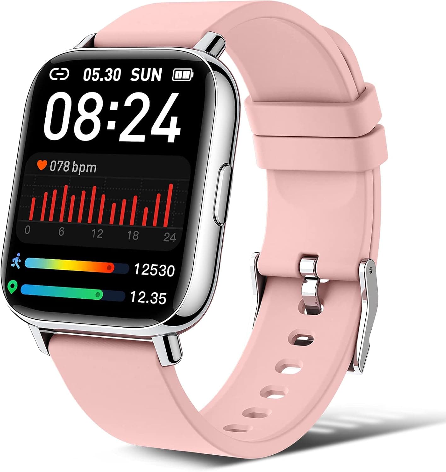andfive Smart Watch, Fitness Tracker for Women, IP68 Waterproof Smartwatch with Pedometer, 1.4" Full Touch Screen Activity Tracker with Heart Rate and Sleep Monitor, Fitness Watch Pink Aluminum case
