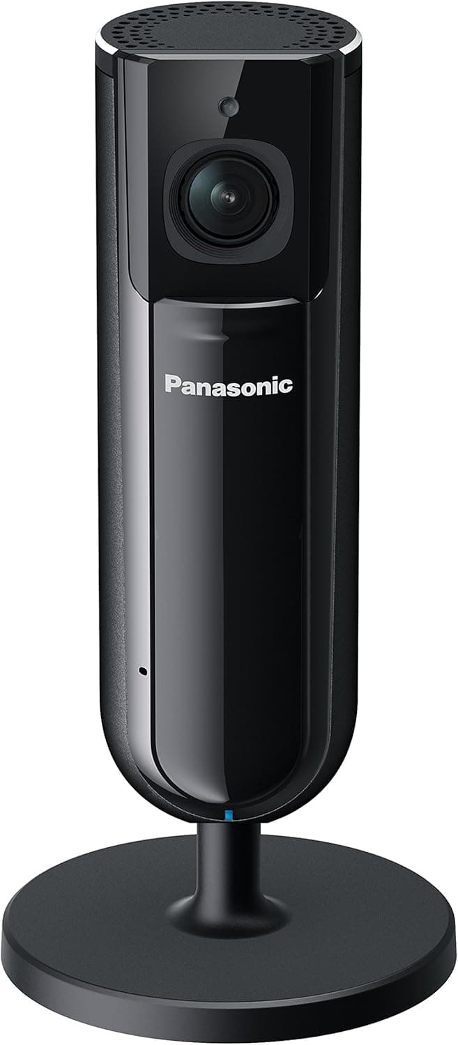 HomeHawk by PANASONIC Indoor Home Monitoring Camera, Privacy Shutter, Wide Angle, 1080p HD, Wall Mountable, No Monthly fee with Local SD Storage, Night Vision, 2 Way Talk (KX-HNC800B),Black