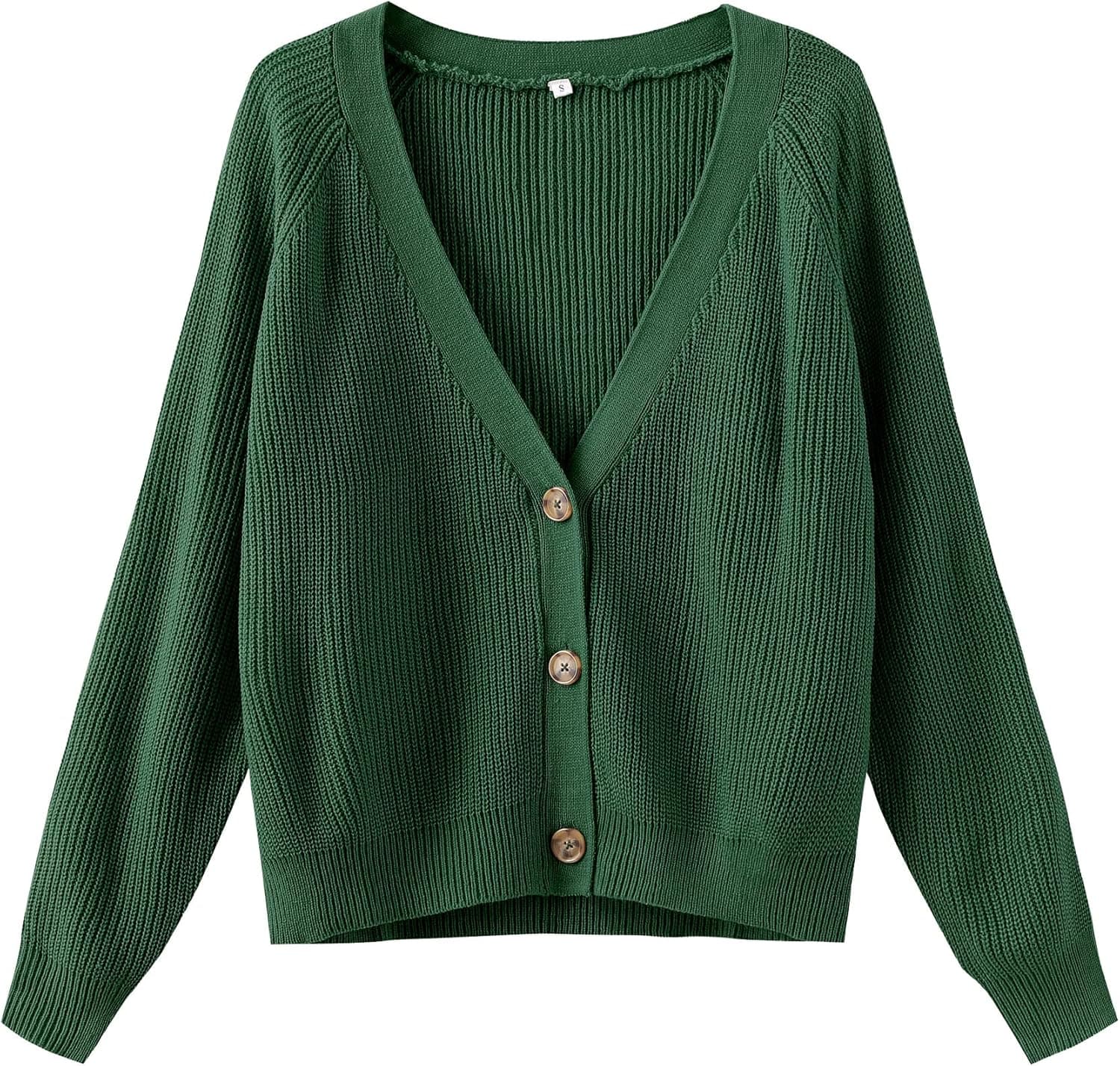TASAMO Women's Long Sleeve Knit Sweater Open Front Cardigan Button Loose Outerwear