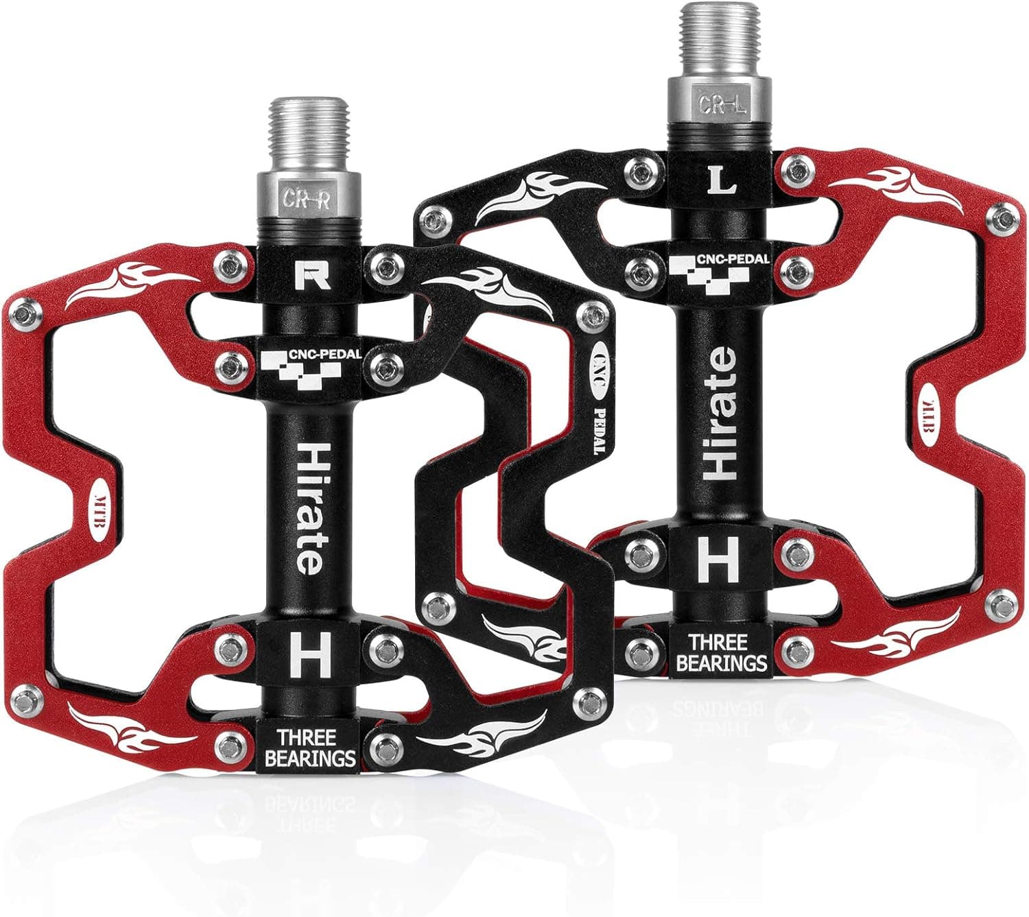 Hirate Mountain Bike Pedal, Antiskid Bicycle Cycling Pedal Flat Alloy Pedals Cycling 3 Sealed Bearings Aluminum Platform Bicycle Pedal for Road MTB BMX 9/16"
