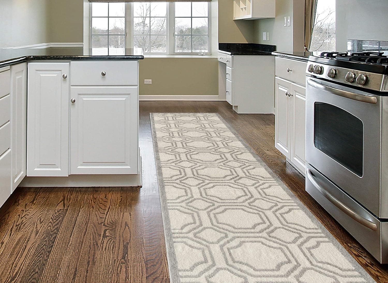 Modern Geometric Cream 2' X 7' 2" Area Rug Runner