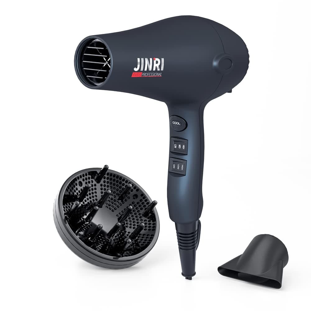 1875W Professional Ionic Salon Hair Dryer, DC Motor Ionic quiet Blow Dryer with 2 Speed 3 Heat Settings Cool Button, Concentrator & Diffuser & Styling Pik Comb