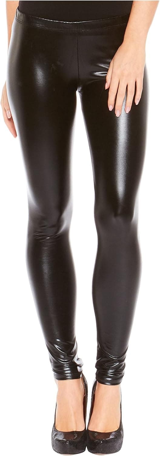 Red Hanger Women’s Metallic Stretch Leggings - Liquid Wet Look (Black-S)