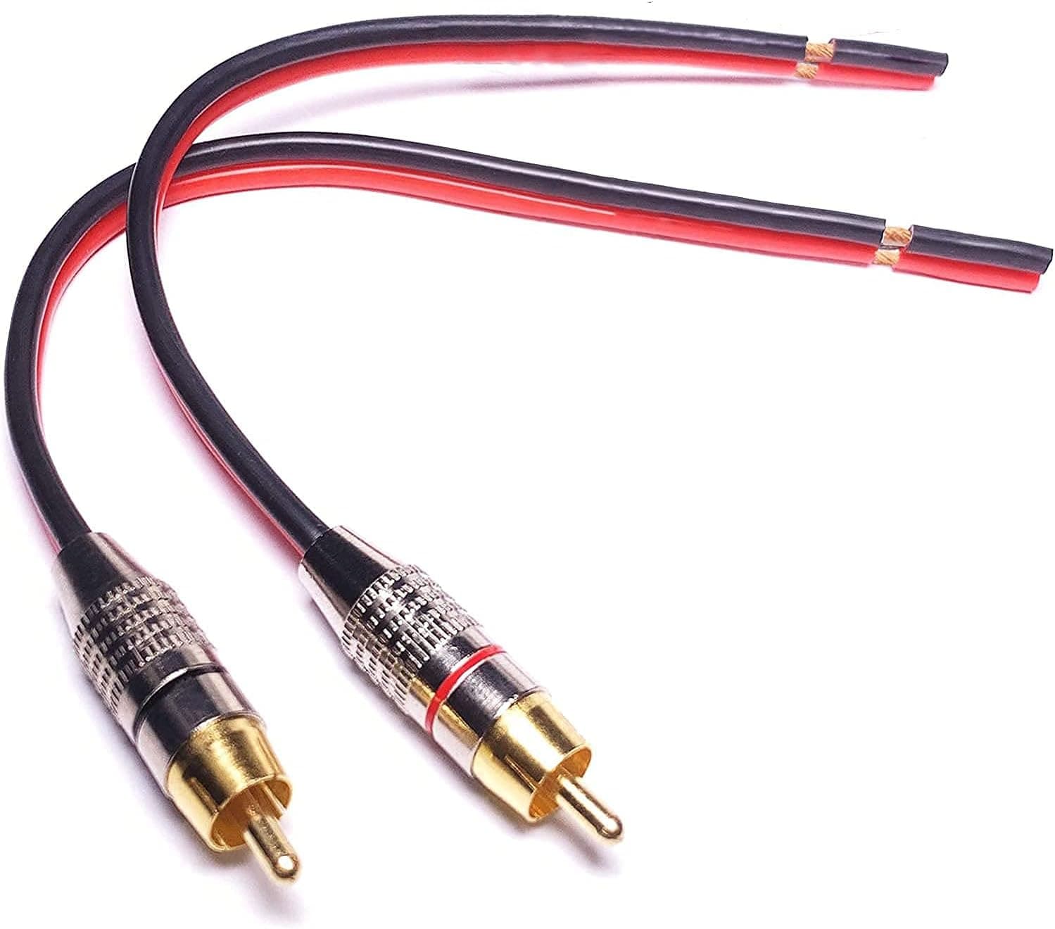 Csk RCA Connector to Speaker Wire Adapter, 2PCS Speaker Cable Bare Wire to RCA Male Plug Adapter Audio Open End for Amplifiers Speaker(1ft)