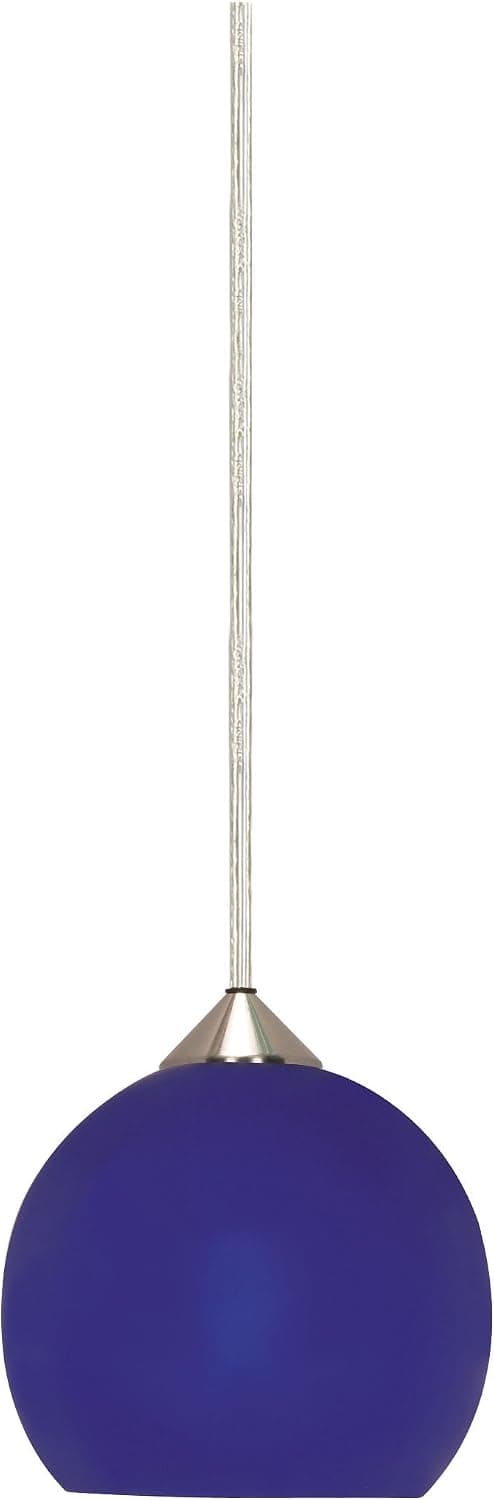Nuvo 60/654 Cobalt Sphere Pendant with Butterscotch Glass, Brushed Nickel