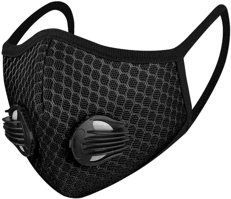 Reusable and Breathable, Face Bandanas with Breathing valve, Anti-Haze Dust, for Adults (1Pc Black)
