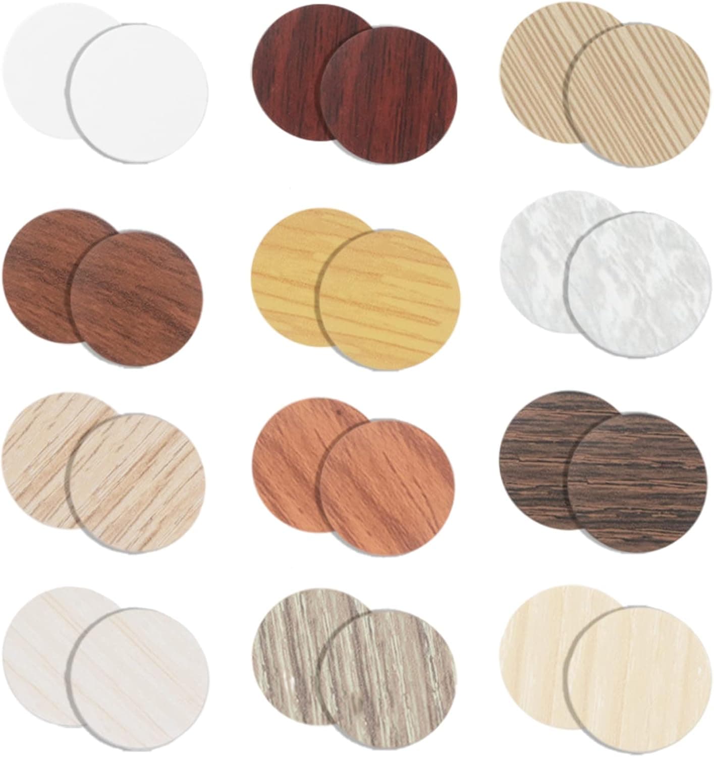 648Pcs Adhesive Screw Hole Covers Stickers PVC Cover Caps Waterproof Wood Textured Furniture Screw Cover Dust Proof Stickers for Wall Cabinets Desk Screws Furniture Repairing