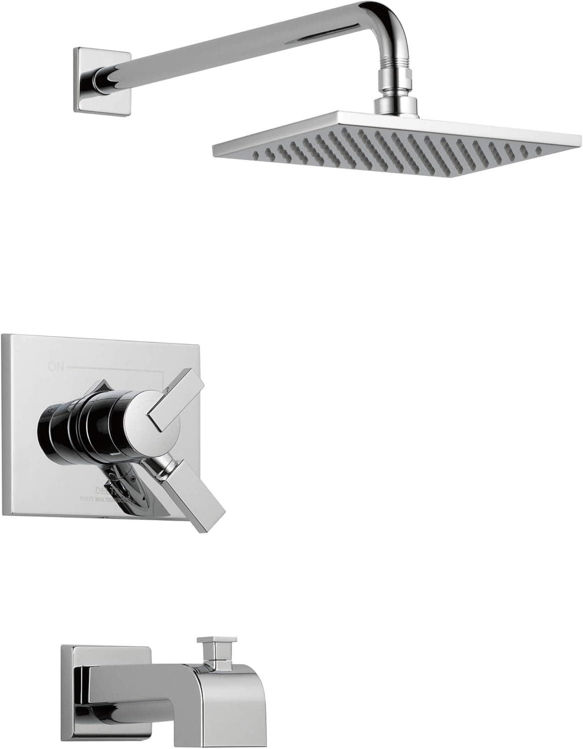 Delta Faucet Vero 17 Series Dual-Function Tub and Shower Trim Kit with Single-Spray Touch-Clean Rain Shower Head, Chrome, 2.0 GPM Water Flow, T17453-WE (Valve Not Included)