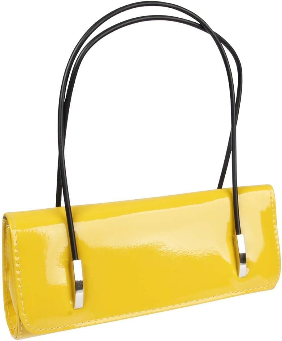 b.m.c BMC Womens Synthetic Patent Leather Evening Clutch w/Black Cord Shoulder Straps