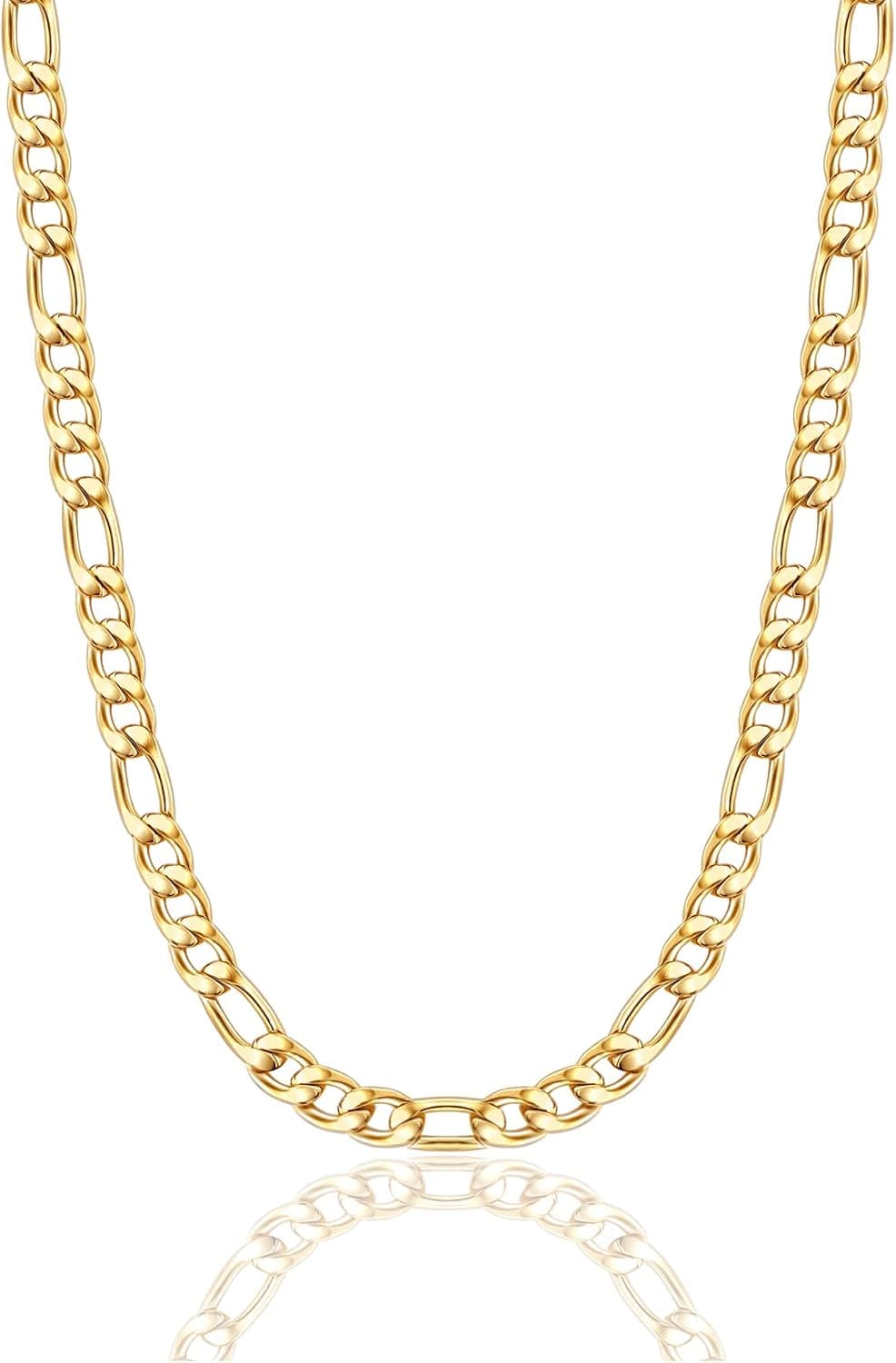 Figaro Chain Necklace Stainless Steel Real Gold Plated Chains for Men Women Jewelry