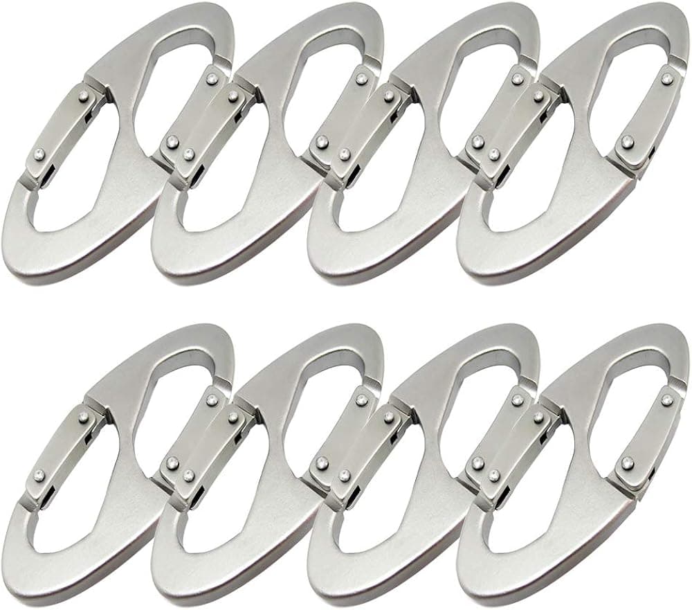 Bytiyar 8 PCS Aluminium Alloy Dual Carabiners Clip Double-gated Slidelock Buckle Keychain Tool, Silver Black Red
