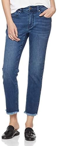 PD Peppered Denim Women's Mid-Rise Slim-Straight Fit Ankle Cut-Off Jeans