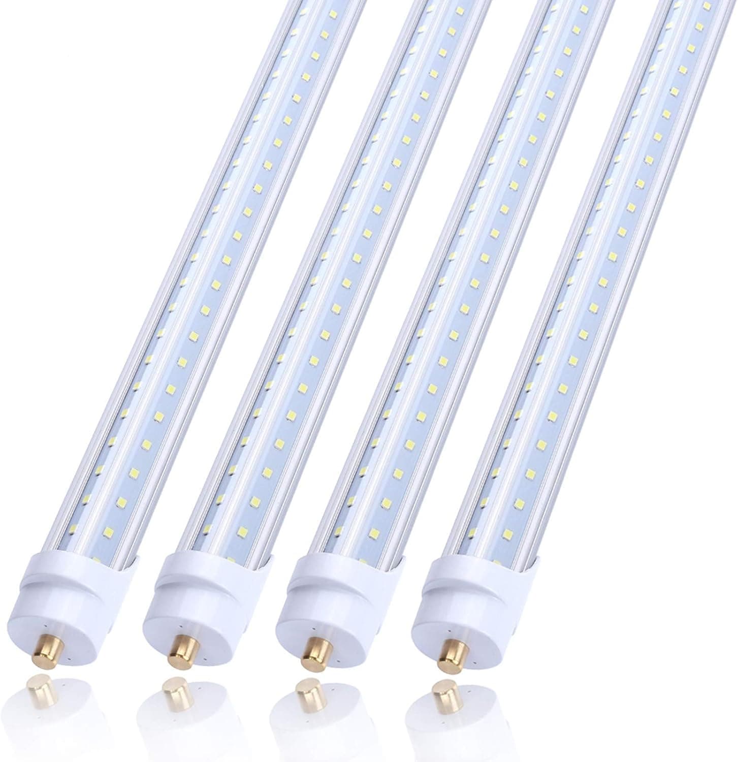 JOMITOP T8 V Shaped 8FT LED Tube Light 65W 270 Degree Single Pin FA8 Base, 7800LM, 6000K Cool White, 8 Foot Double Side (150W LED Fluorescent Bulbs Replacement),Dual-Ended Power AC 85-277V 4 Pack
