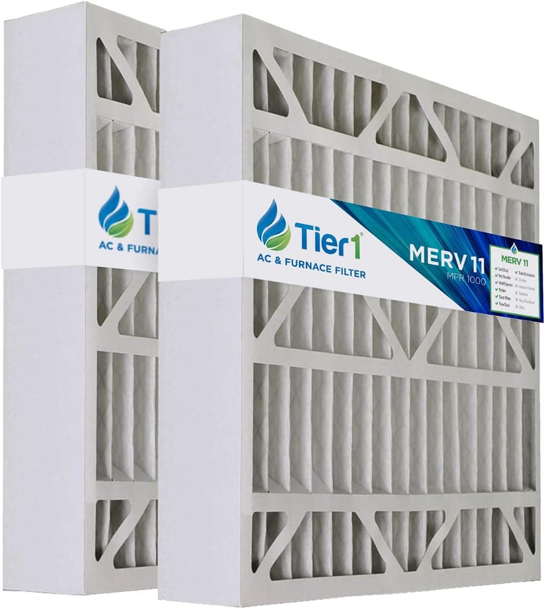 Tier1 20x20x5 MERV 11 Replacement for Amana MU2020 / M2-1056 Air Filter 2 Pack (Actual Size: 20 1/4 x 20 3/4 x 5 1/4)