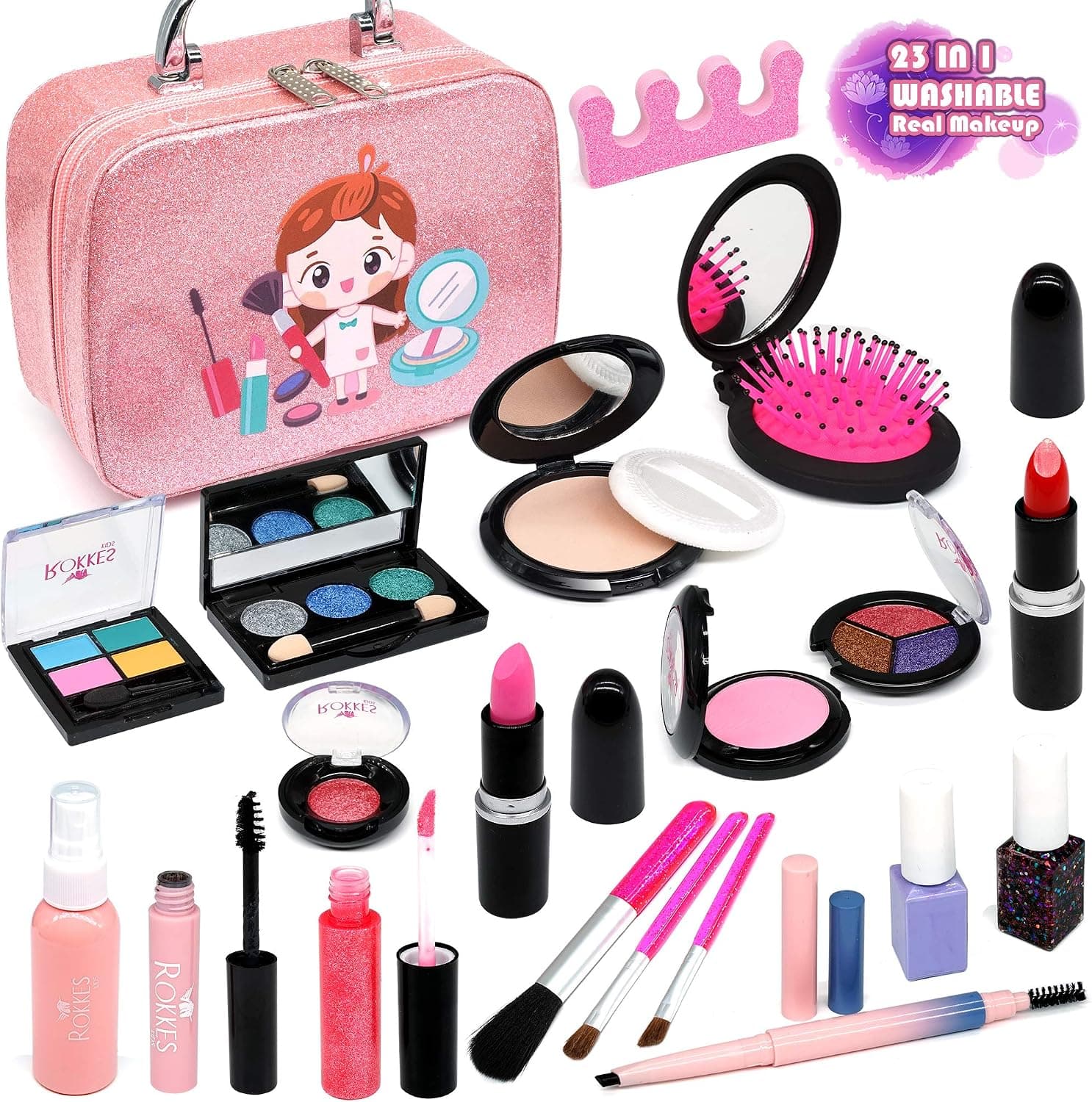 Enjoybot Girls Makeup kit Toy Kids - 2021 Newest 23PCS Kids Makeup Kit for Girls ,Real Kids Makeup Toys , Washable Dress up Mermaid Real Makeup Toys. Best Girl Gifts for 3/4/5/6/7