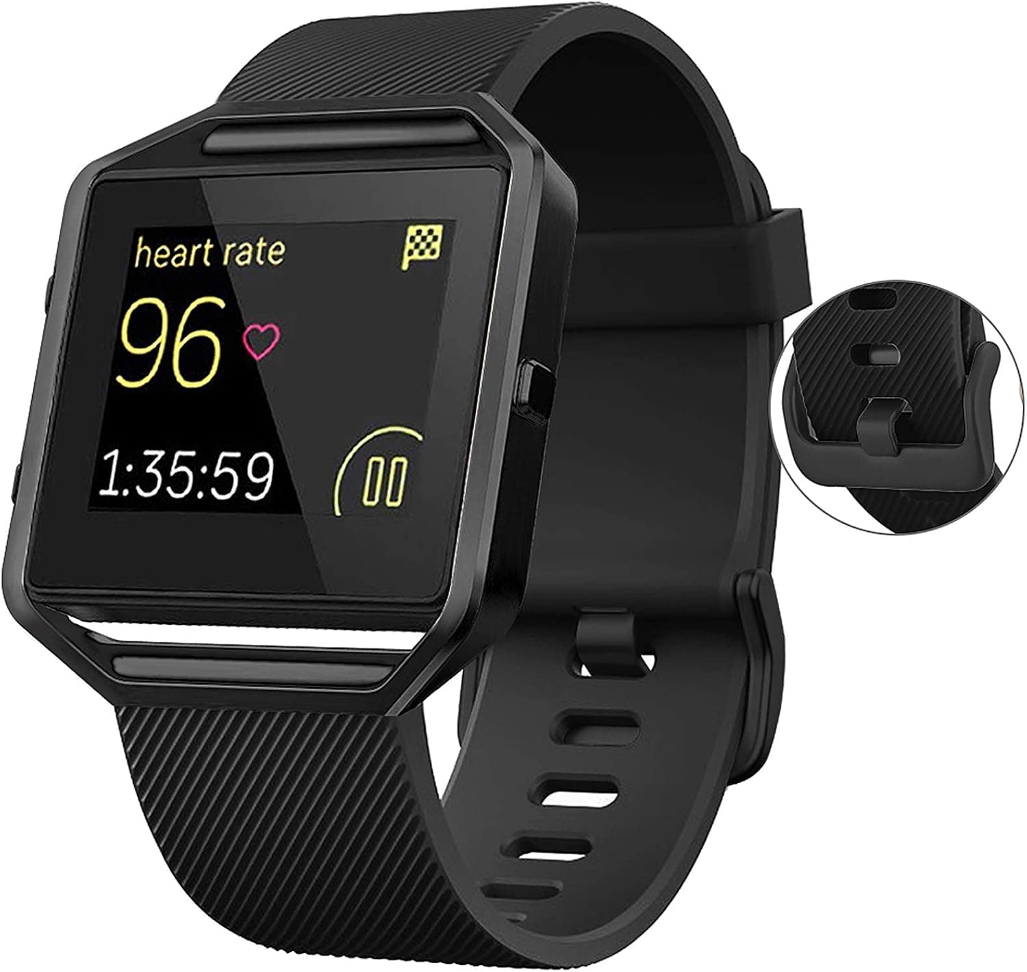ESeekGo Compatible with Fitbit Blaze Bands for Men Women, Sport Silicone Replacement Band with Metal Frame Compatible with Fitbit Blaze for Women Men