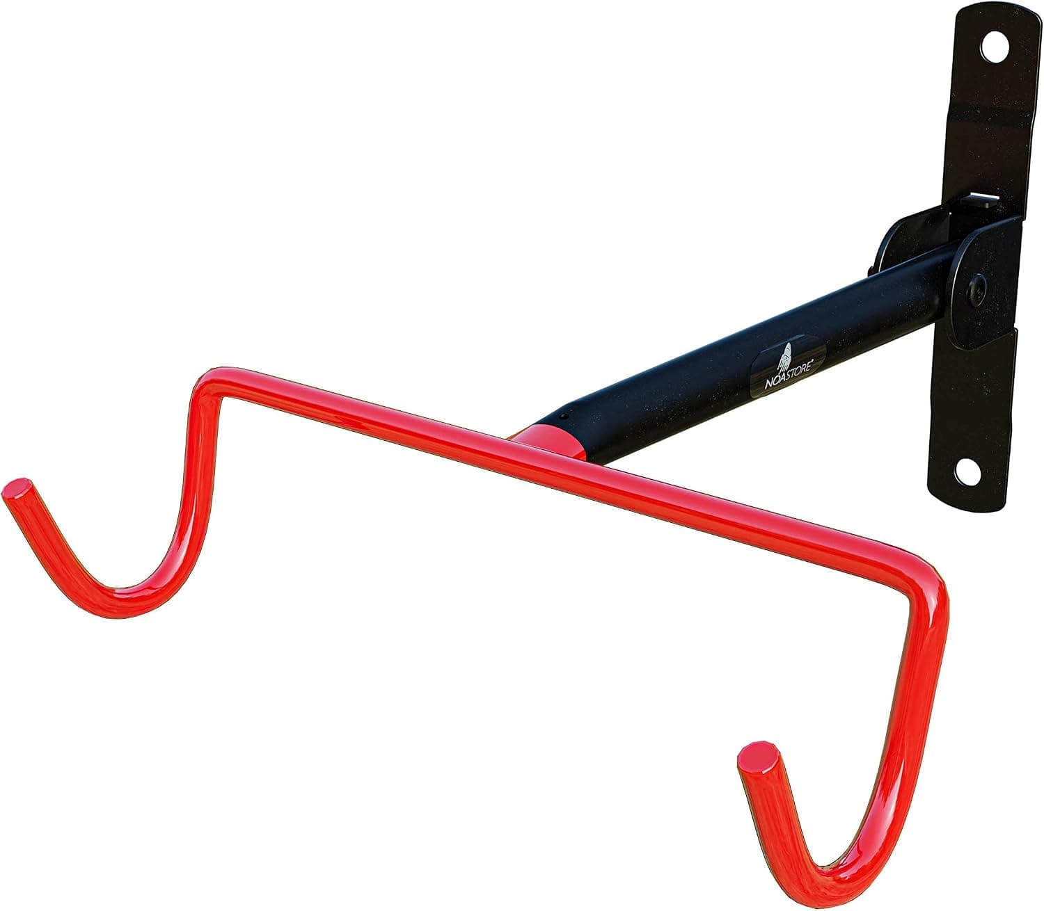 NOA Bike Wall Mount Bike Hanger | Foldable Horizontal Bicycle Rack for for All Kinds of Bicycles, Mountain Bikes, Folding Bikes, Road Bikes and Beach Bikes - Red