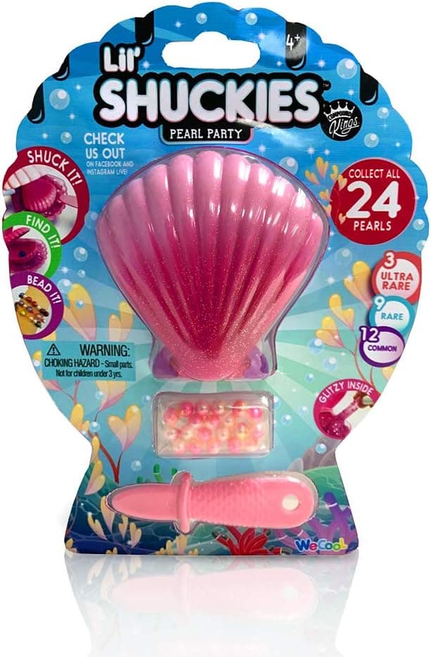 COMPOUND KINGS Lil' Shuckies Pearl & Slime Toy Teal for Girls |Sensory Toys | Non-Sticky | Stress Relieving Tactile | (Mix & Mash Jewelry, Pink)