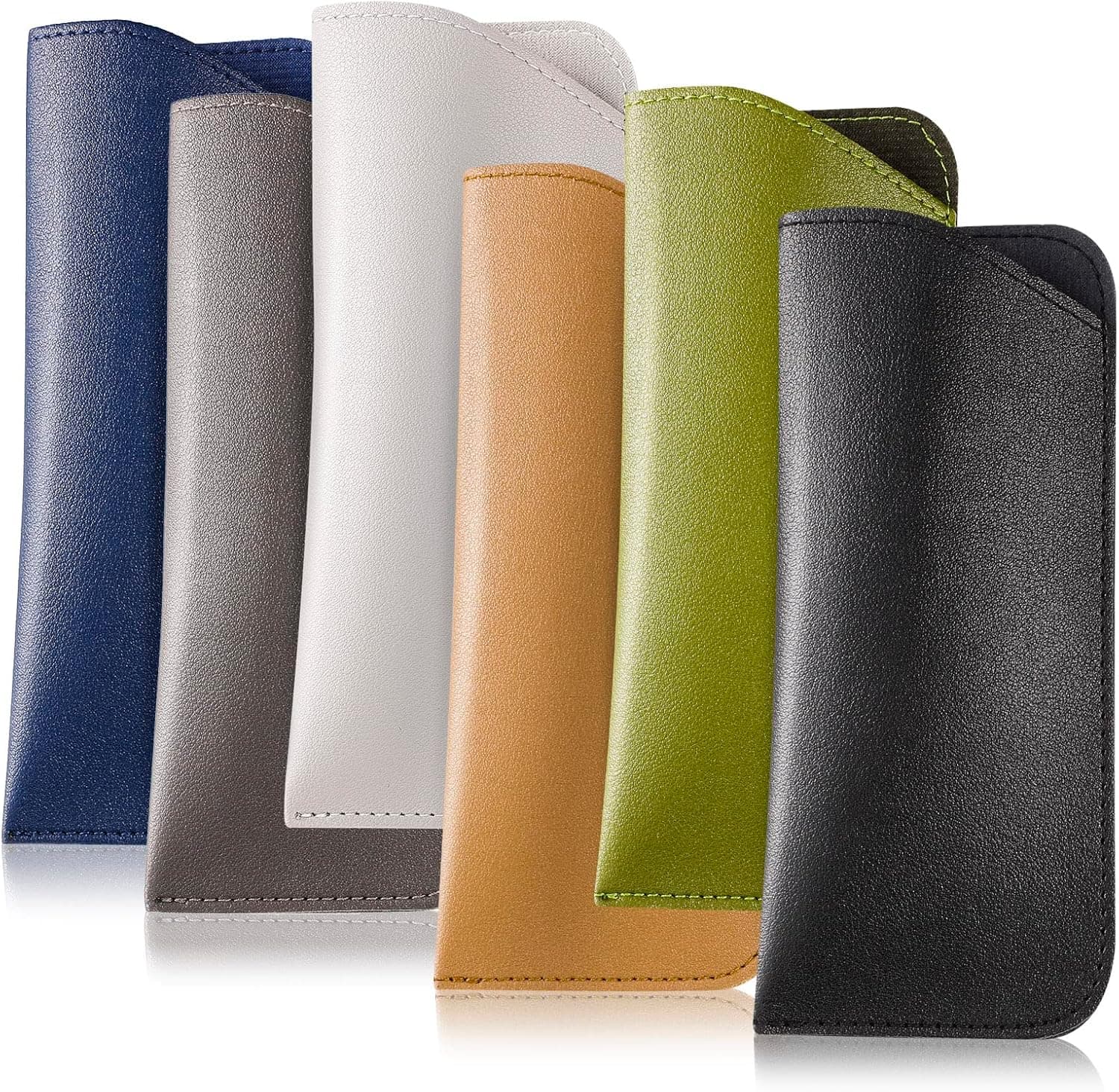 CREPUSCOLO 6 Pack Soft Sunglasses Cases, Leather Eyeglass Cases Glasses Pouch Travel Sunglasses Case for Women Men Kids
