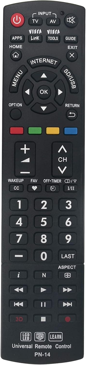 New Universal Controller Replaced Remote Works for 99% Panasonic LED LCD LEARN 3D TV Also SUBs N2QAYB000926 N2QAYB000485 N2QAYB000837 (Renewed)