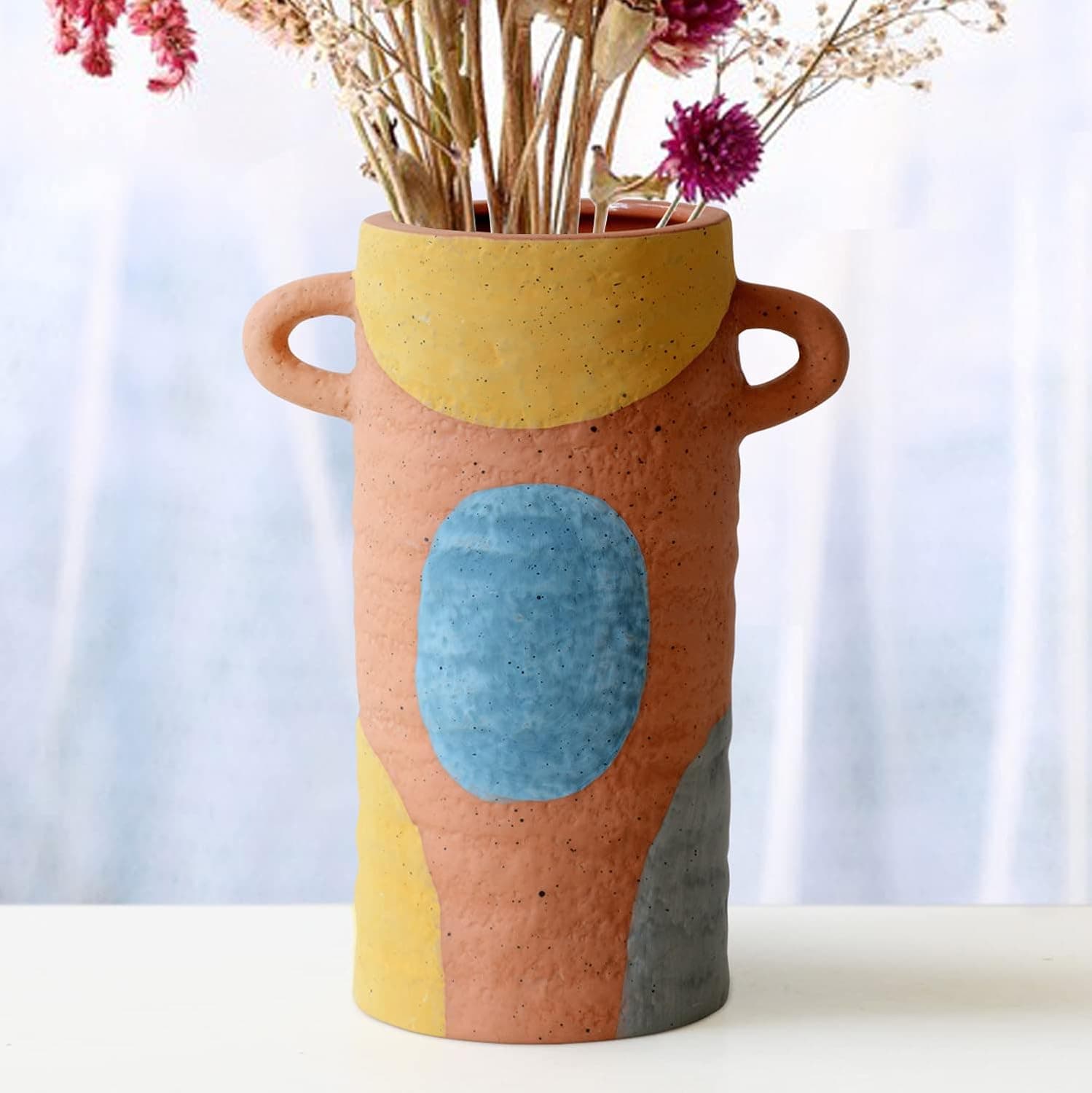 YIGEYIGE Modern Handmade Ceramic Vase 7",Flower Vases for Decor, Flower Vase Perfect for Decorating Any Space in Your Cozy Home or Office.or as a to Someone Special.