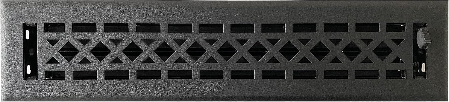 Empire Register Co, Vent Cover - 2x14 inch, Art & Craft Design, Textured Black Finish, Heavy Duty Floor Vent Covers, Metal Damper Attached. Vent Covers for Home Floor only.