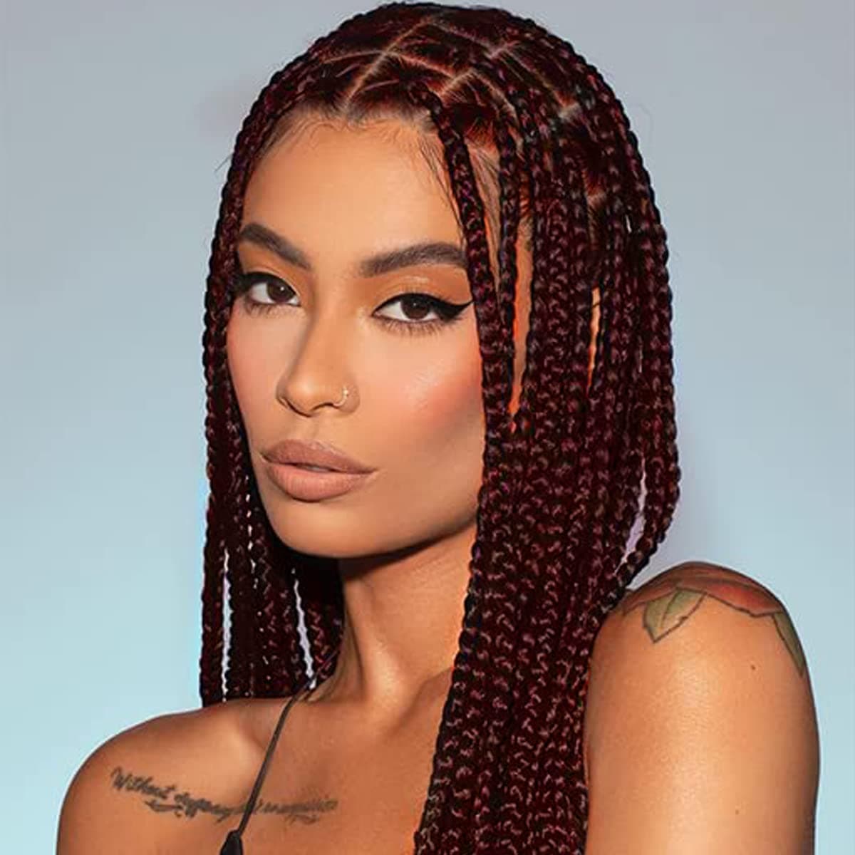 Bilisar Braided Wigs for Black Women Box Braid Wig 30” Knotless Braided Wigs for Black Women Lightweight Cornrow Braids Synthetic Lace Front Wig Natural Black Hand Braided Wigs With Baby Hair synthetic wig（1B/Bug）