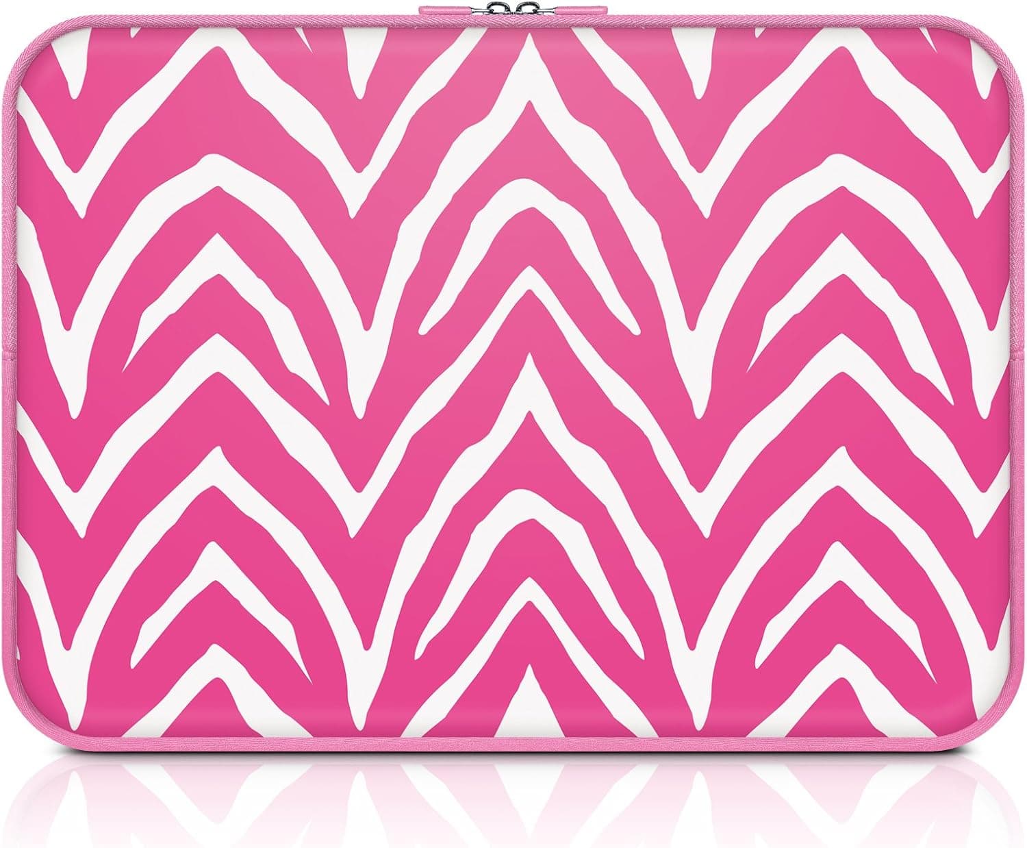 Macbeth Collection Neoprene Zipper Fashion Laptop Sleeve (15.6 Inch, Zebra Hot Pink)