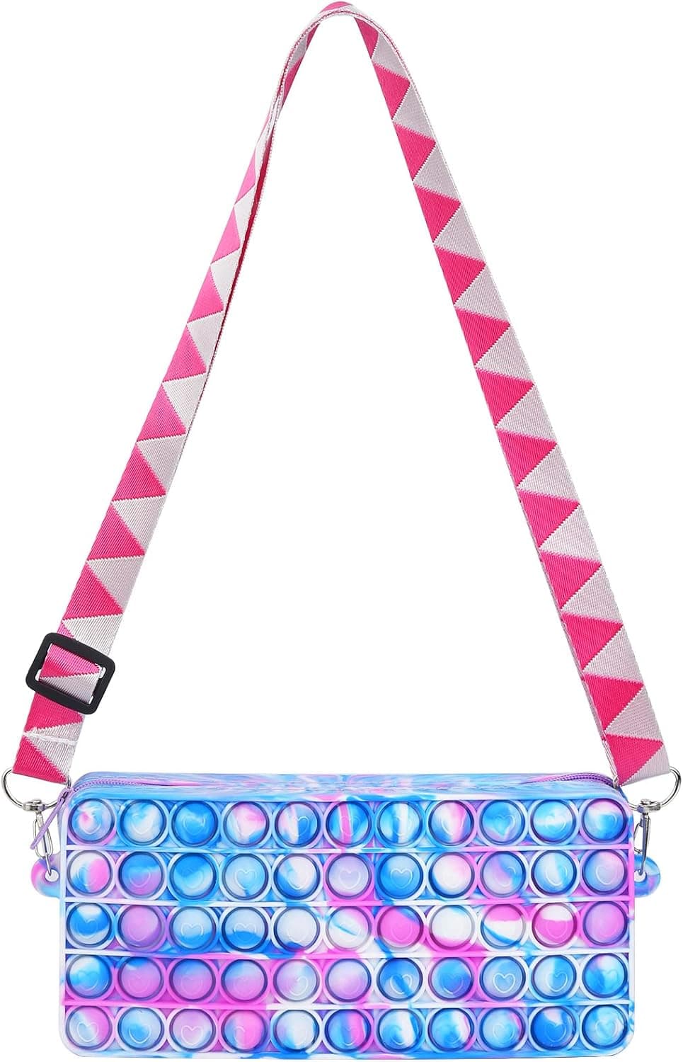 Pop Purse Bag for Girls Women Pop Girl Bag Sensory Fidget Bag with Strap, Girl Pop Toy Crossbody Body Handbags, Crossbody Small Purse Sensory Girl Toys (pink-blue)
