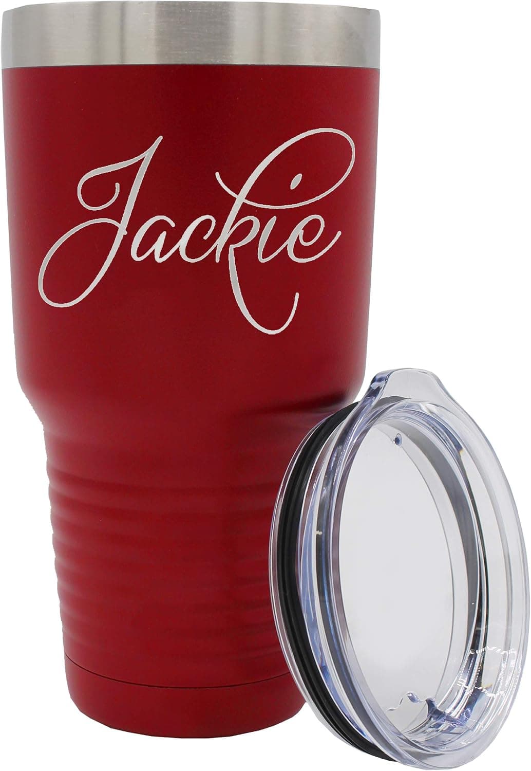Custom Engraved Vacuum Insulated Double - Wall Stainless Steel Travel Tumbler With Your Personalized Name (30 oz, Maroon)