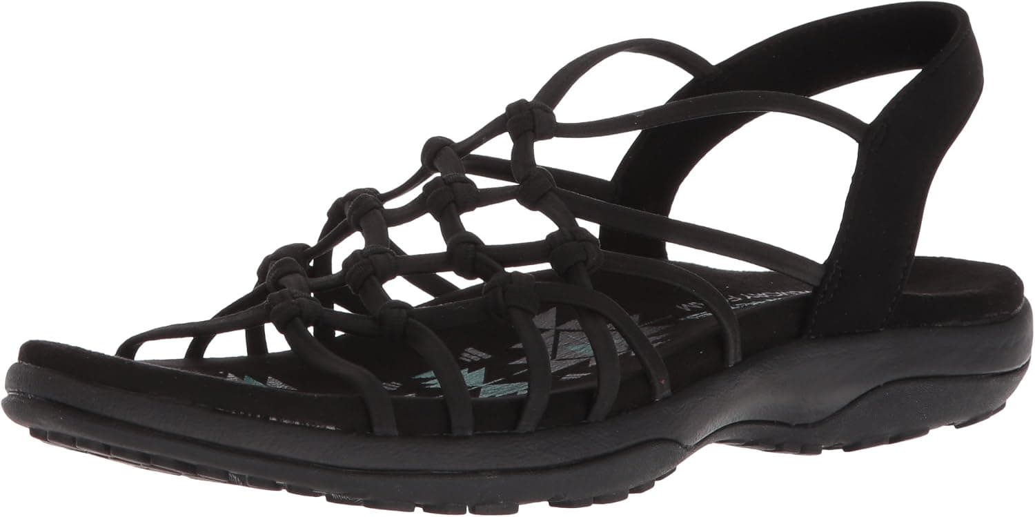 Skechers Women's Reggae Slim-Forget Knotted Web Gore Open Toe Slingback Sandal