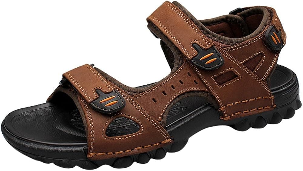 Men's Open Toe Sandal Outdoor Sport Sandals Leather Breathable Beach Walking Sandal Fisherman Summer