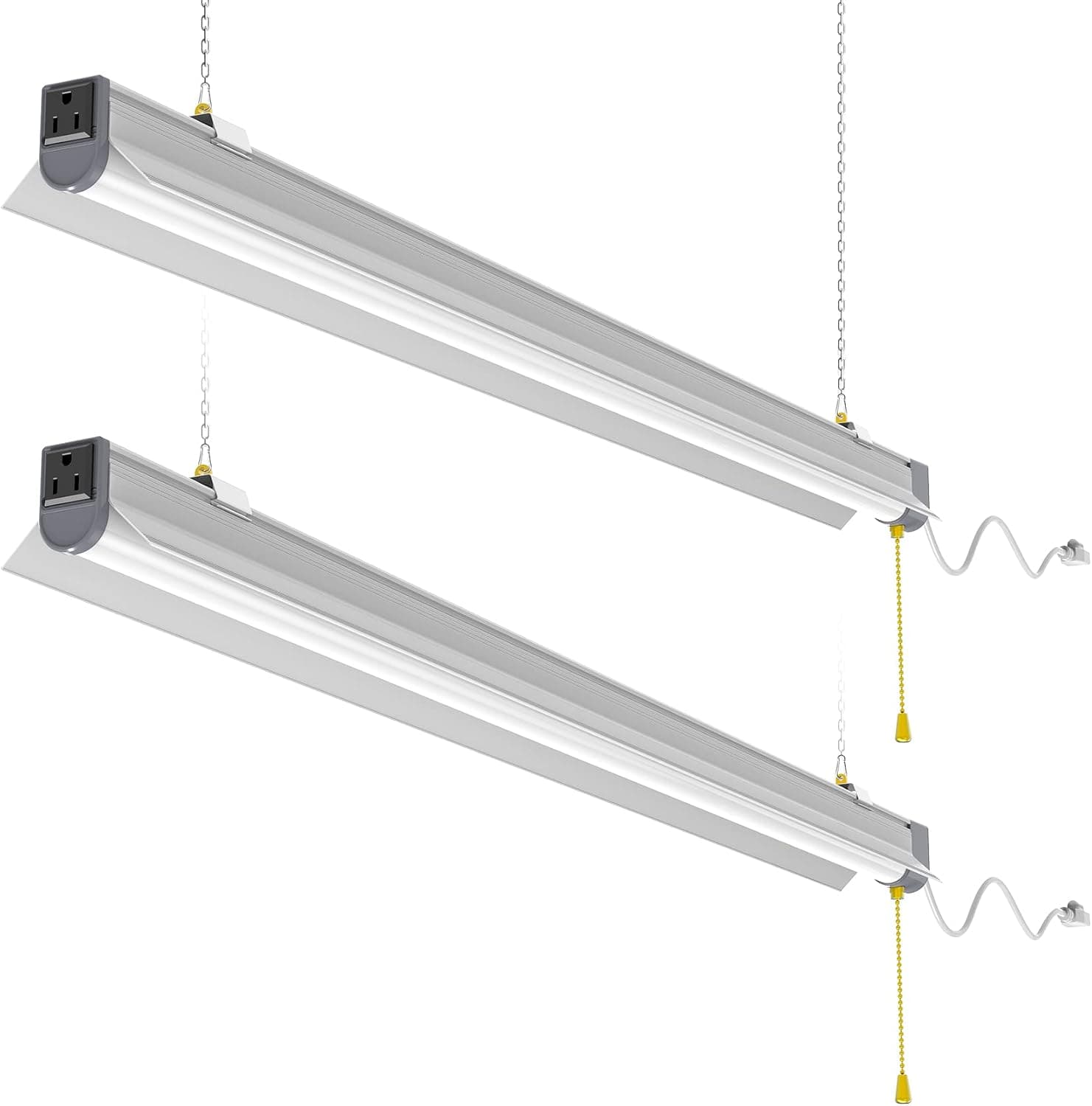 BBESTLED 2 Pack, 80W Hanging LED Shop Lights with Pull Chain, Commercial Ceiling Lights, Daylight 10400 Lumen for Basement Office Market Suspension Flush Mount, LED Worklight Light
