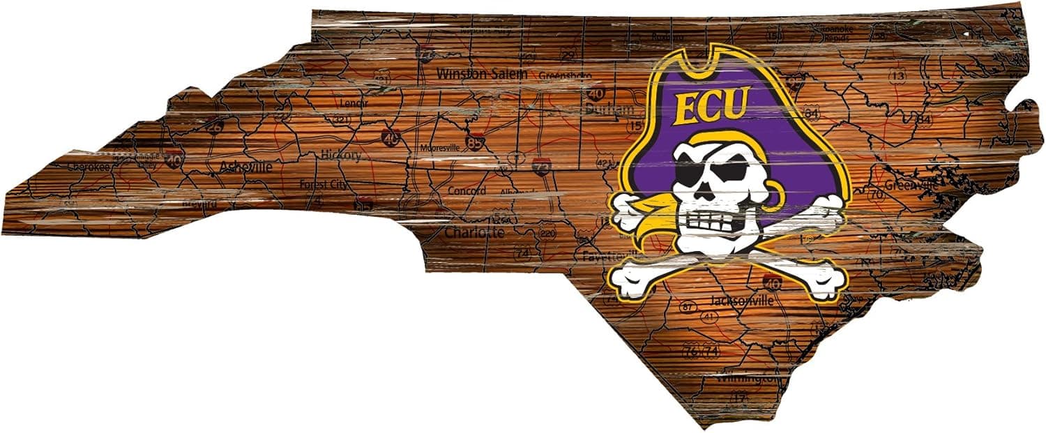 Fan Creations NCAA East Carolina Pirates Unisex East Carolina Mini Roadmap State Sign, Team Color, 12 inch