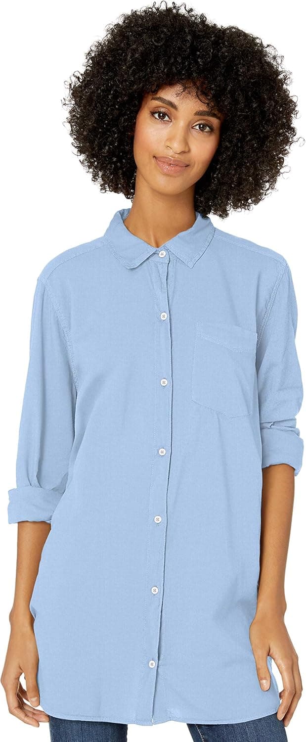 Goodthreads Women's Lightweight Poplin Long Sleeve Button Front Tunic Shirt