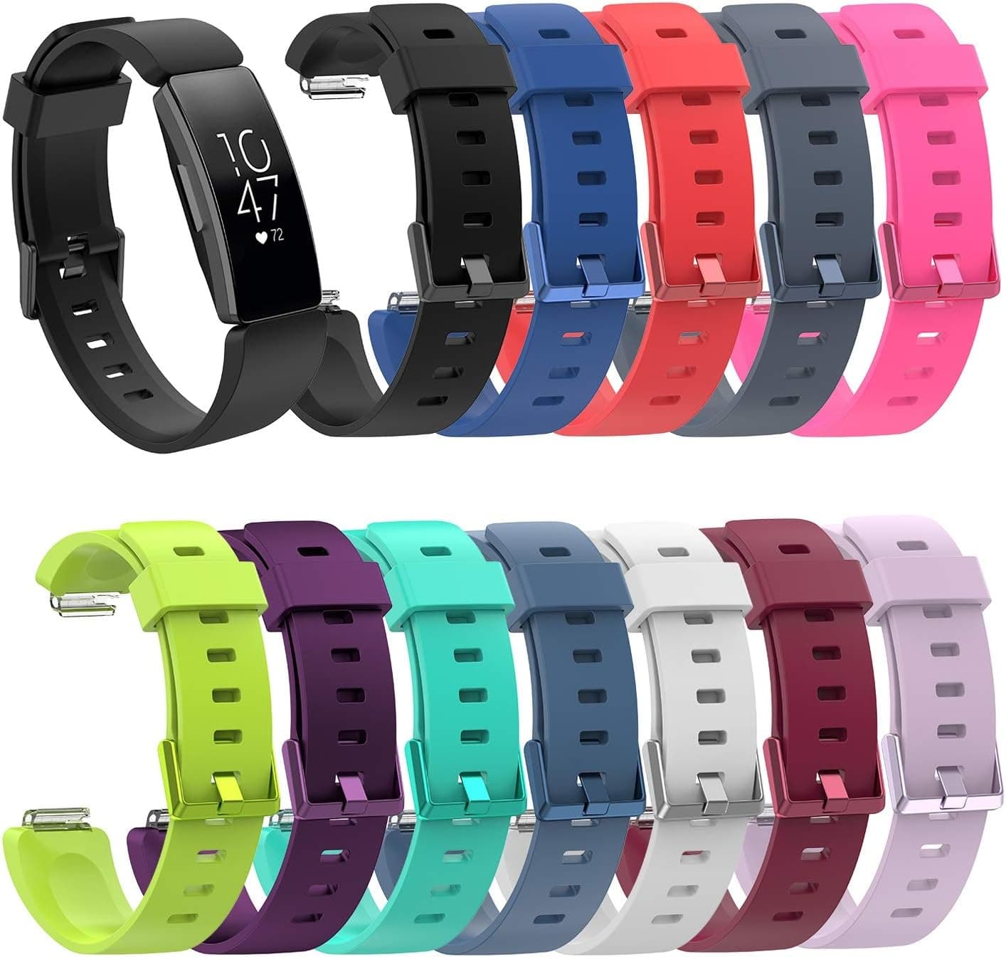 Feibands Compatible Fitbit Inspire HR & Inspire Bands, Silicone Replacement Wrist Band Bracelet Accessories for Fitbit Inspire & Inspire HR Fitness Tracker for Women Men (12pcs, Small)