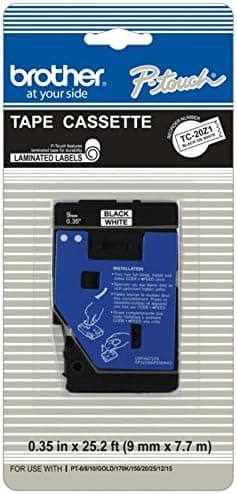 Brother Tc20z1 Tc Labeling Tape For P-Touch Labelers, 3/8-Inch W, Black On White