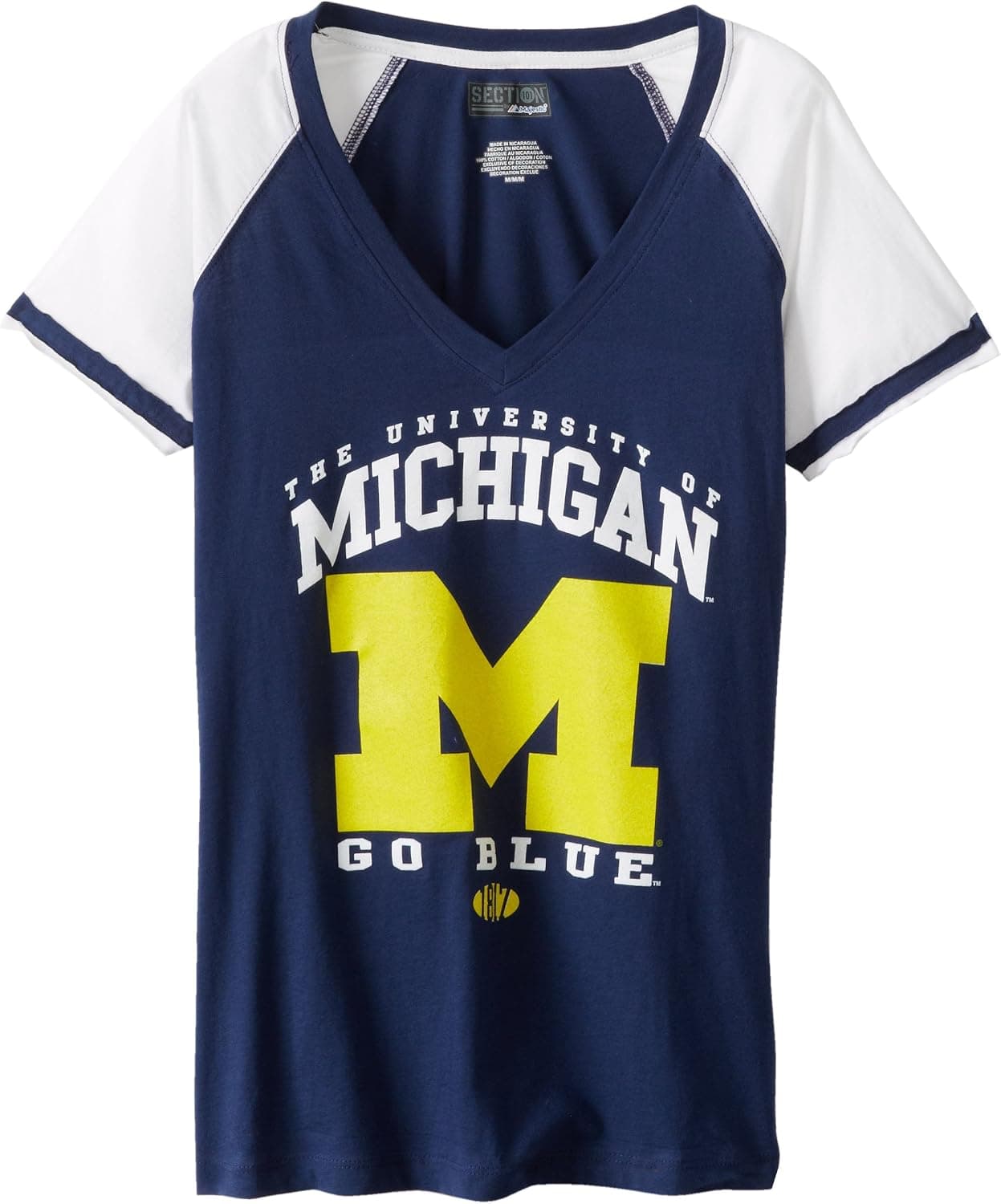 NCAA University of Michigan Women's Contagious Fun Raglan V-Neck Tee