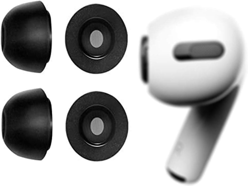 Rayker Foam Eartips Replacement for AirPods Pro Headphones, [Fit in case] Ultra Soft Bass Enhanced Memory Foam Earbud Tips Eartips, Medium Size 2 Pairs, Perfect for AirPods Pro, Black M, 2 Pairs