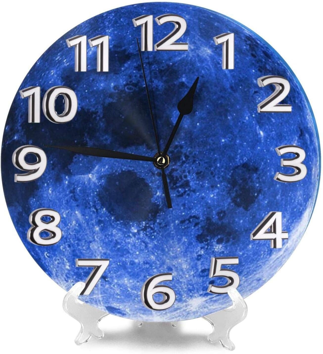 Blue Full Moon Painting Number Wall Clock 10 inch Cartoon Fashion Wall Clock Wall Decoration Clock, Suitable for Living Room, Bedroom and Office Wall Clock
