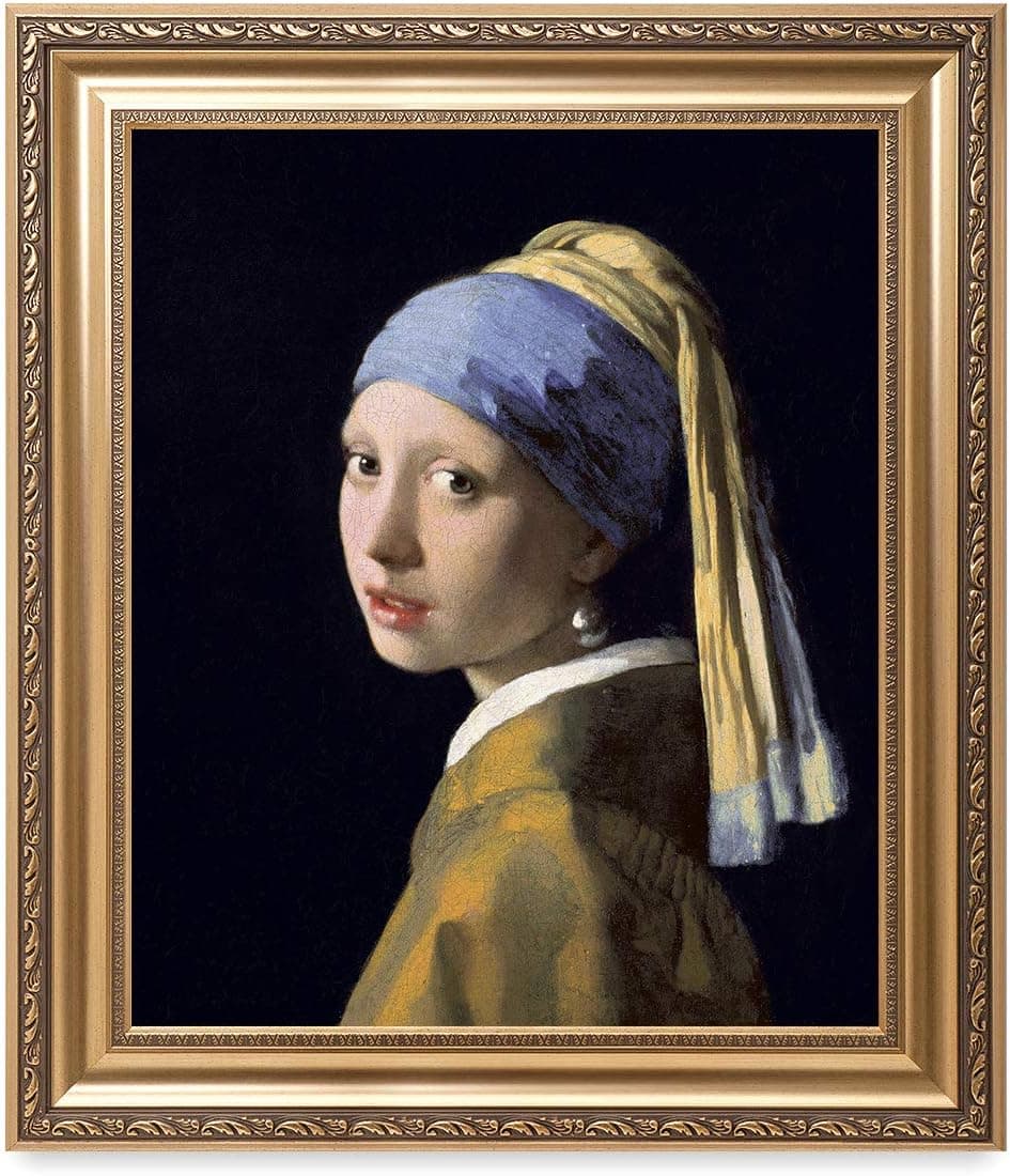 DECORARTS - Girl With A Pearl Earring, Johannes Vermeer Classic Art. Giclee Prints Framed Art for Wall Decor. Framed size: 26x30