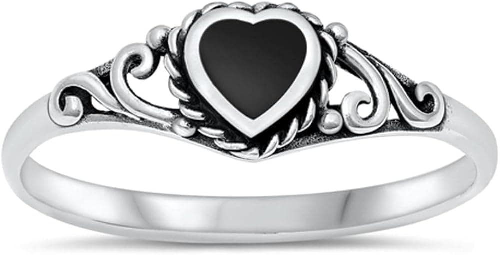 CHOOSE YOUR COLOR Sterling Silver Heart Promise Ring