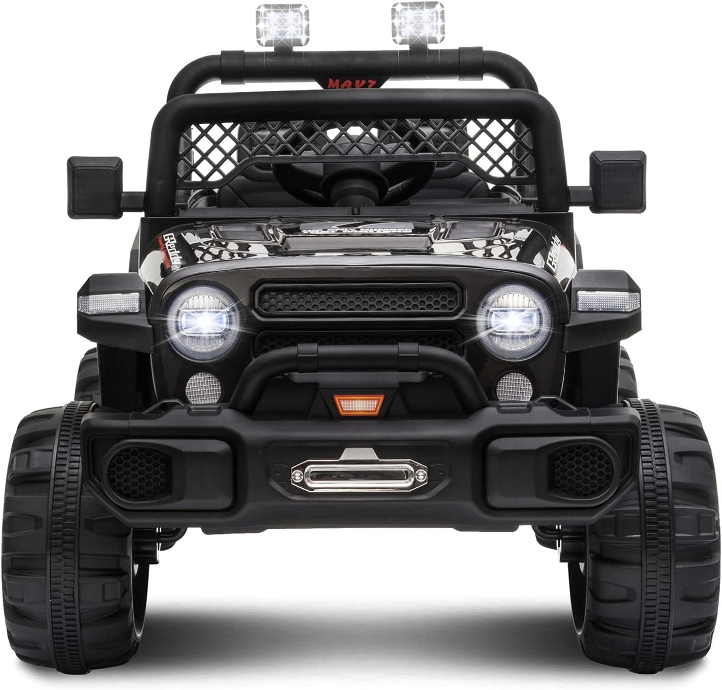 Ride On Car Truck,12V Battery Powered Electric Vehicle w/ 2.4 GHZ Parental Remote Control，Spring Suspension,LED Lights,Safety Belt, Music, MP3, 2 Doors Open (Black)
