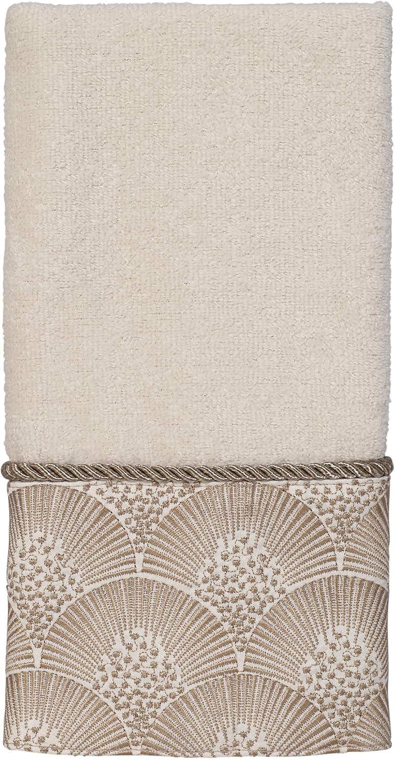 Avanti Linens - Fingertip Towel, Soft & Absorbent Cotton Towel (Deco Shell Collection, Ivory)